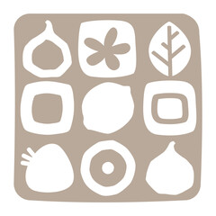 Minimalist beige geometric fruit pattern background