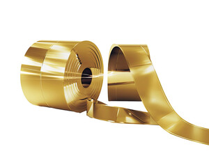 Rolled gold-colored metal strips