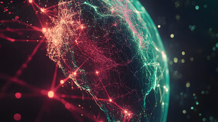 Dynamic global network of connections illuminates digital future, data flow, and interconnectedness.