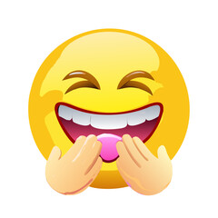 Loudly Crying Laughing Emoji Holding Face and Sticking Out Tongue Vector Icon