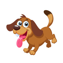 Happy Running Cartoon Dog Character with Tongue Out and Drool Vector