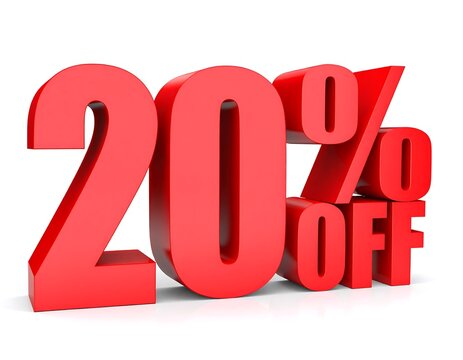 Red 3d twenty percent off sign.