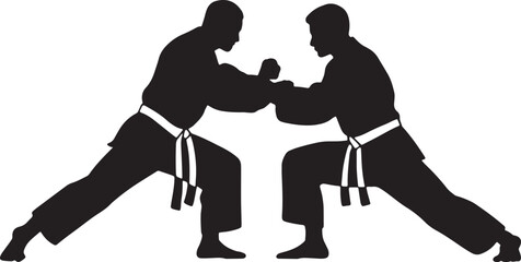 Fototapeta premium Dynamic Martial Arts Sparring Silhouette Combat Sport Training Self Defense Discipline