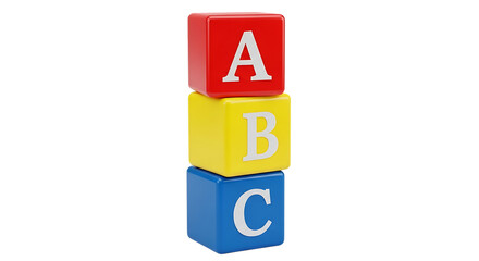 3d Stack of abs alphabet blocks isolated on transparent background