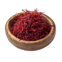 Fototapeta premium Dried saffron threads in wooden bowl