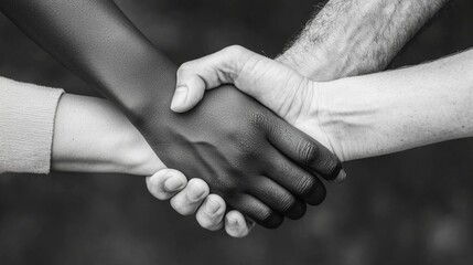 Hands of unity clasped together in solidarity during a community event in a park