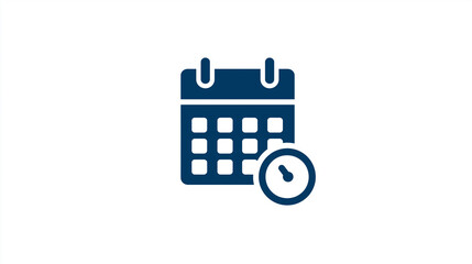 Navy Calendar with Clock Icon, for Time Management & Scheduling Design