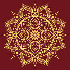 Naklejka premium Purple and Gold Mandala with Sunburst - Vector Graphic.