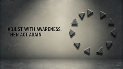 Conceptual image of progressing mindset with geometric shapes and motivational text