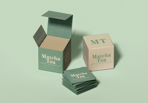 Tea Packaging Box Set Mockup