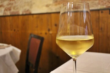 Italian white wine in Venice, Italy