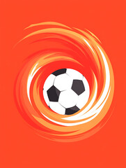 Obraz premium A sports illustration featuring a soccer ball with a fire pattern, conveying speed and power