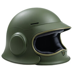 Obraz premium Military helmet green color protective gear vintage style safety equipment headgear durable
