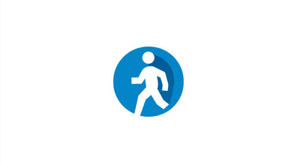 Blue Circle with Running Person Icon, for Fitness & Activity Design