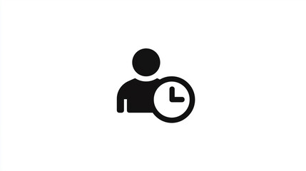 Person with Clock Icon (Black), for Time & Management Design
