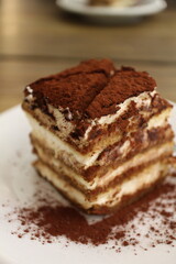 Italian dessert: tiramisu in Venice, Italy