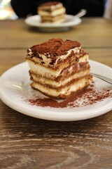 Italian dessert: tiramisu in Venice, Italy