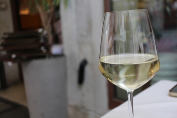 Italian white wine in Venice, Italy