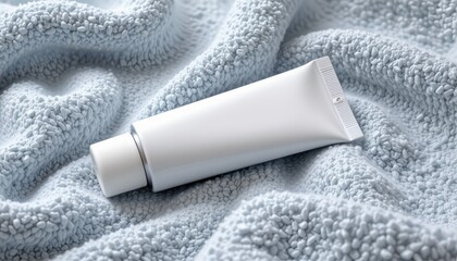 blank food sticker mockup on salad box, flat lay