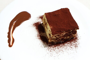 Italian dessert: tiramisu in Murano, Italy