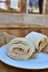 Italian cuisine: tramezzino (Italian sandwich) with tuna and olive salad fillings in Murano, Italy