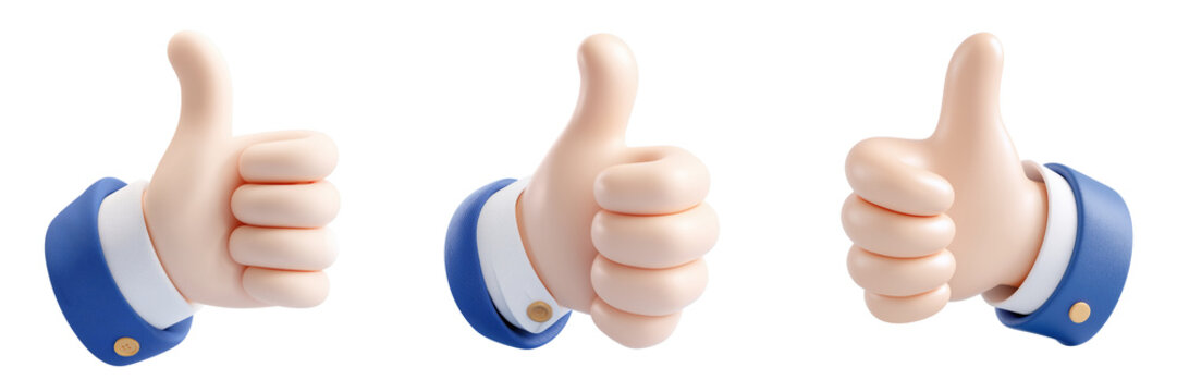 Set of 3D Hand making a Thumps Up isolated on a transparent background