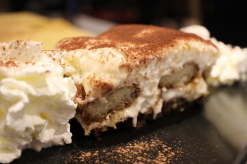 Italian dessert: tiramisu in Venice, Italy