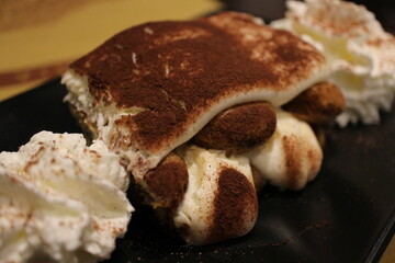 Italian dessert: tiramisu in Venice, Italy