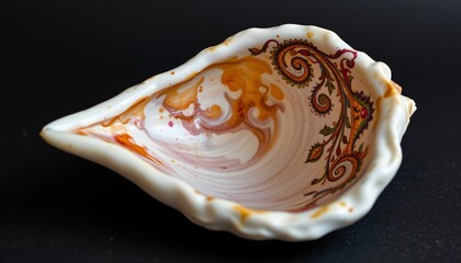 watercolor conch shell with paisley, indian motif