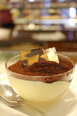 Italian dessert: tiramisu in Venice, Italy