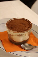 Italian dessert: tiramisu in Venice, Italy