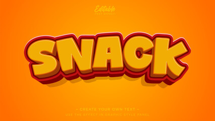 Editable text effect snack. Label design for food and beverage product