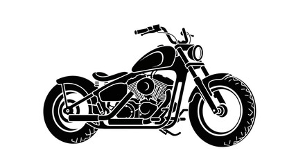Naklejka premium Black and White Silhouette of a Classic Chopper Motorcycle.
