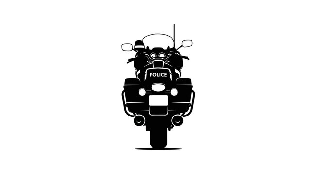 Black and White Silhouette of a Police Motorcycle.
