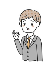 OKサインをするスーツを着た男性