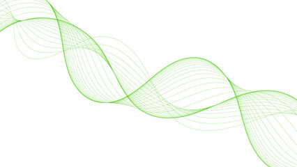Abstract Green Serpentine Wave Lines on White Background