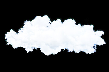 Obraz premium A fluffy white cloud drifts gently against a stark black background, creating a tranquil and striking visual contrast in the scene