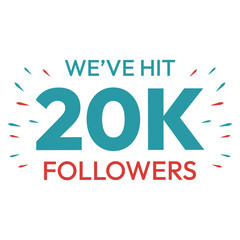 20K followers, 20.000 Followers celebration design. anniversary logo with white background. vector design for celebration, Instagram, Twitter - ext 