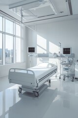 Modern Hospital Room with Advanced Medical Equipment and Natural Light