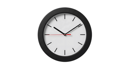 Modern minimalist wall clock with clean white face and black frame, perfect for any contemporary space or business.