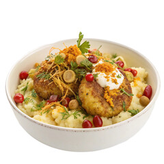 Aloo Tikki Chaat isolated on transparent background  
