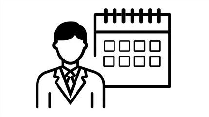 Character with Calendar Icon, for Time Management & Appointment Design