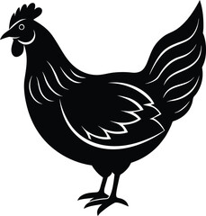 Minimal Hen Silhouette Vector – Single Color Poultry Illustration