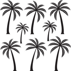Fototapeta premium Assortment of Black Palm Tree Silhouettes trees tropical