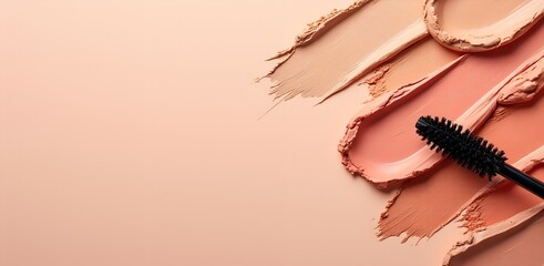 Makeup swatches with mascara wand