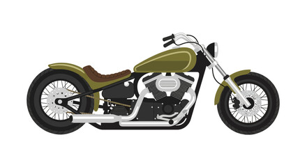 Obraz premium Olive Green Custom Chopper Motorcycle Illustration.