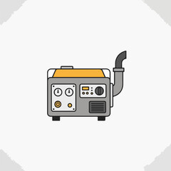 Portable generator machine isolated on white, portable generator for electricity production. Portable generator is useful for outdoor work and provides emergency power.