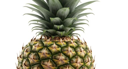 Fototapeta premium A vibrant, ripe pineapple isolated on a clean white background
