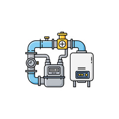 Isolated gas pipeline showing gas meter and pipes for safety inspections and usage. Gas pipeline installation and maintenance provide essential functions for homes and industries.