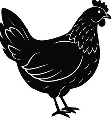 Minimal Hen Silhouette Vector – Single Color Poultry Illustration